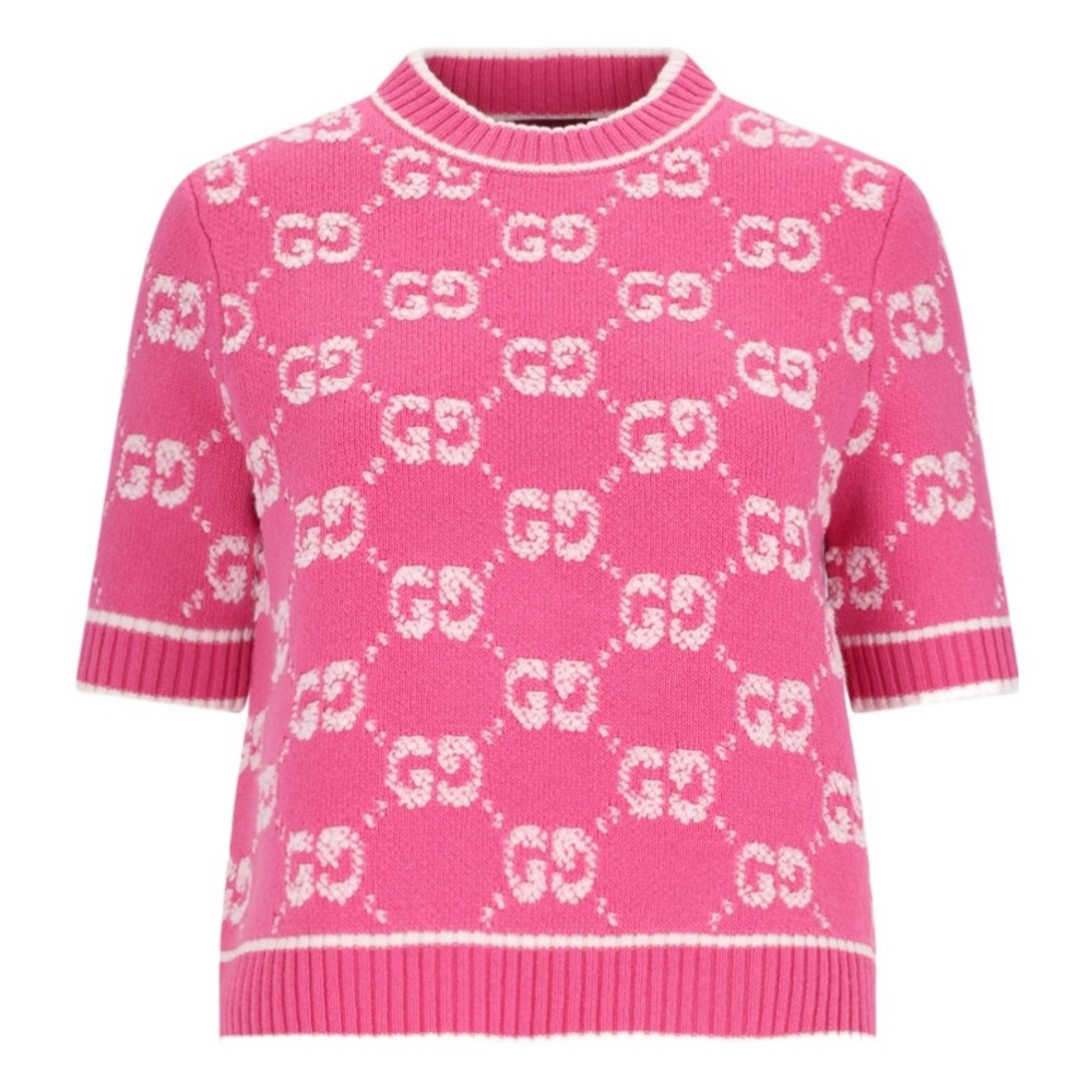 Gucci GG-Jacquard Boucle Short Sleeve Knit Top